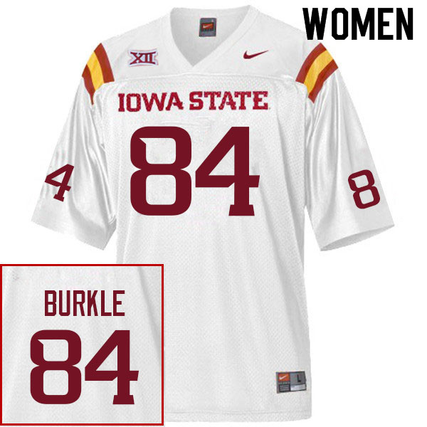 Women #84 Gabe Burkle Iowa State Cyclones College Football Jerseys Sale-White